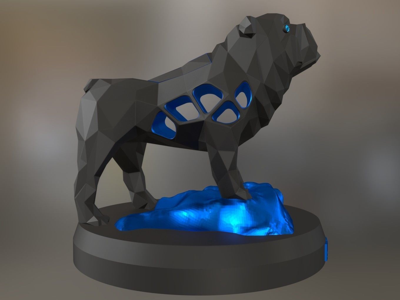 Voronoi Old Bulldog Rock 3D print model_4