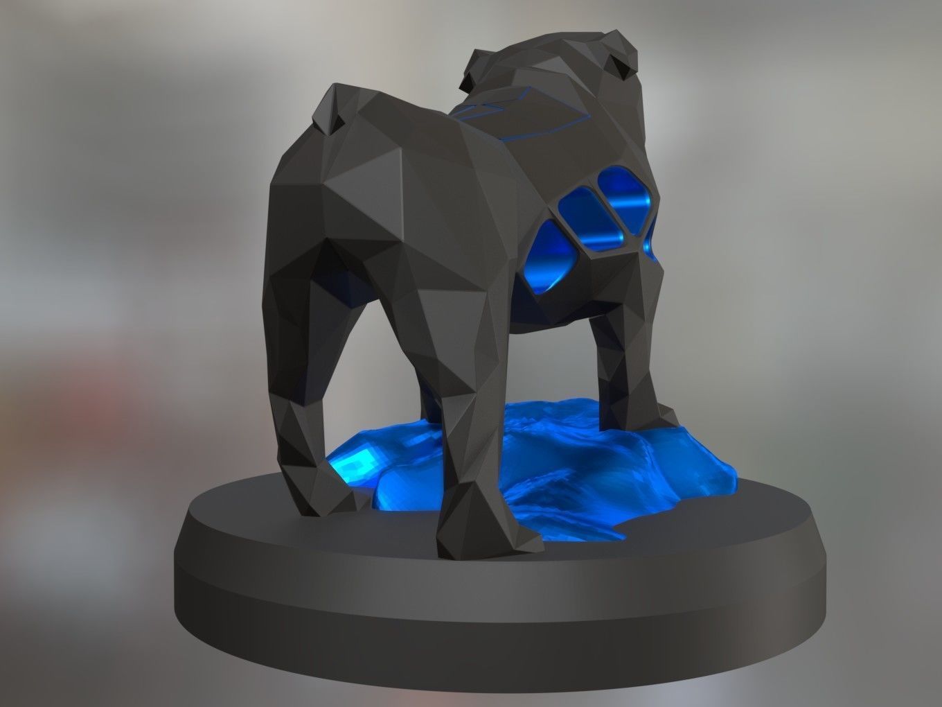 Voronoi Old Bulldog Rock 3D print model_3