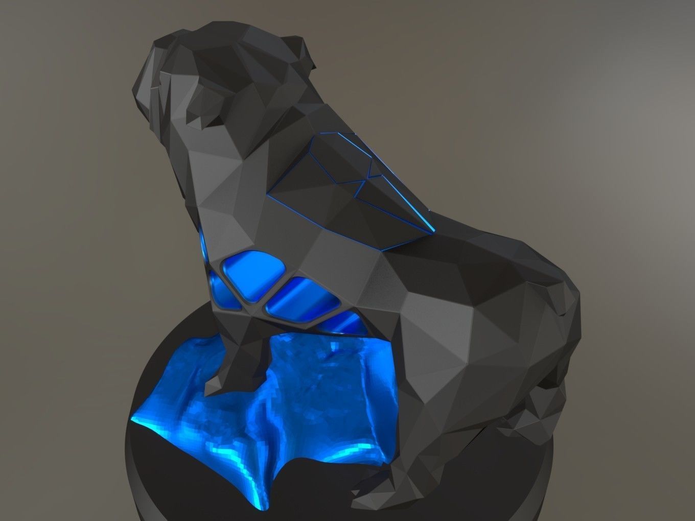 Voronoi Old Bulldog Rock 3D print model_2