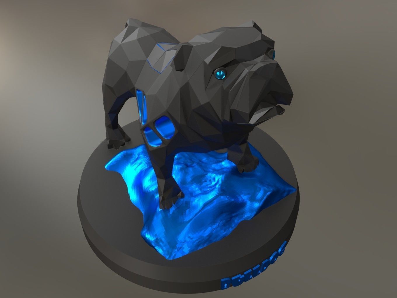 Voronoi Old Bulldog Rock 3D print model_6
