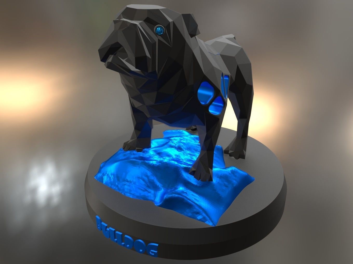 Voronoi Old Bulldog Rock 3D print model_8