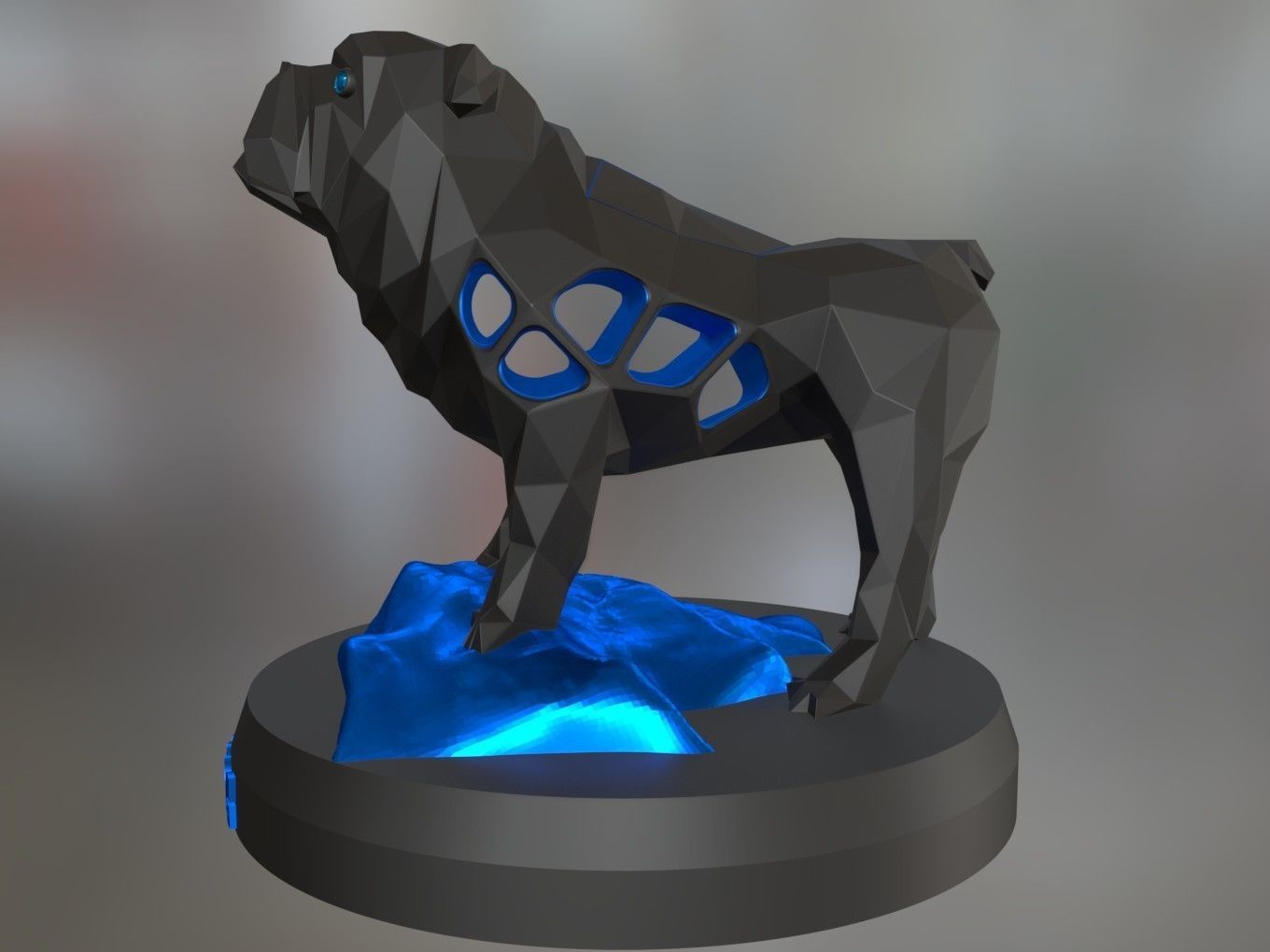 Voronoi Old Bulldog Rock 3D print model_1
