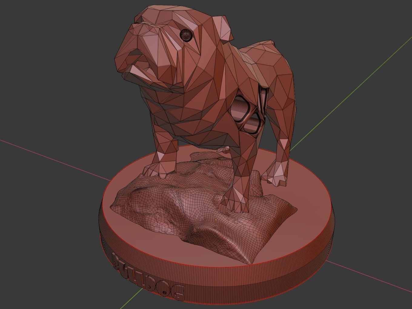 Voronoi Old Bulldog Rock 3D print model_11