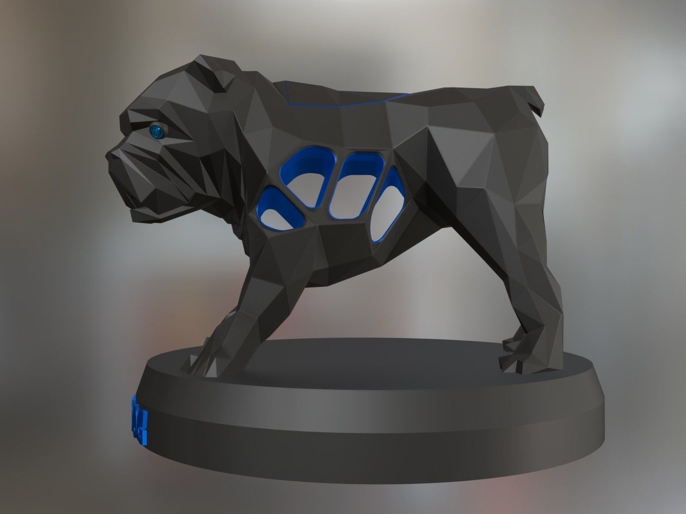 Voronoi Old Bulldog Pose 3D print model_6