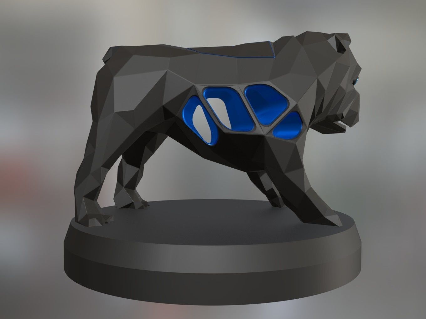 Voronoi Old Bulldog Pose 3D print model_2