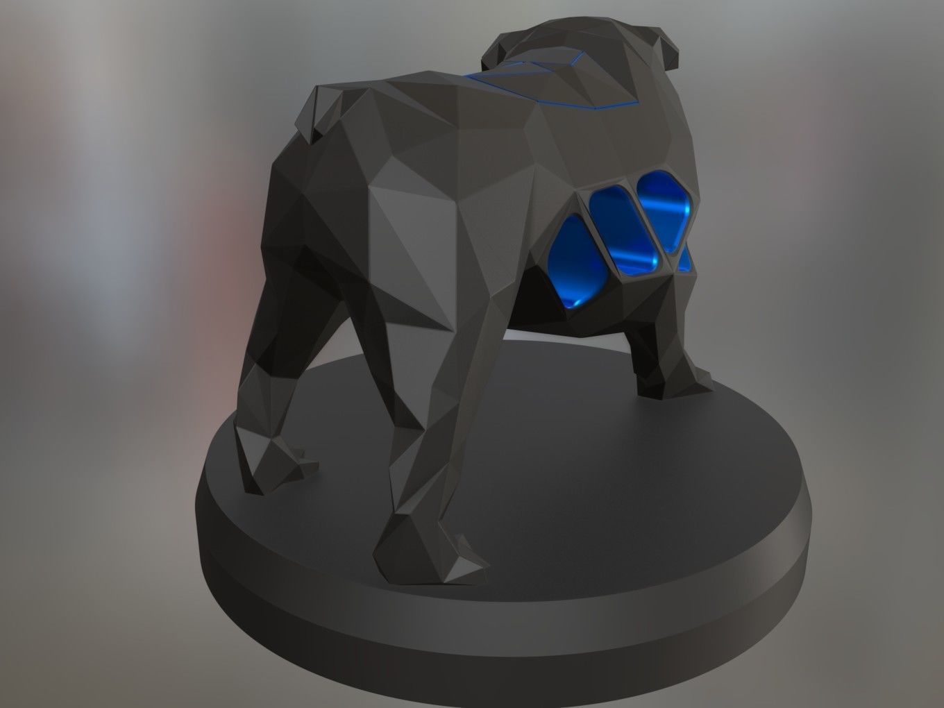Voronoi Old Bulldog Pose 3D print model_3