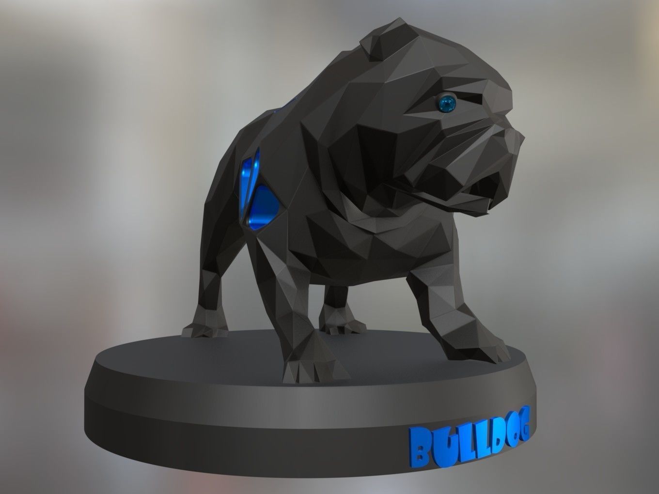 Voronoi Old Bulldog Pose 3D print model_1