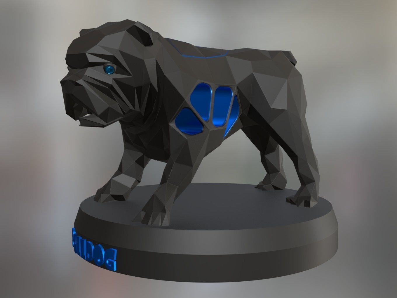 Voronoi Old Bulldog Pose 3D print model_5