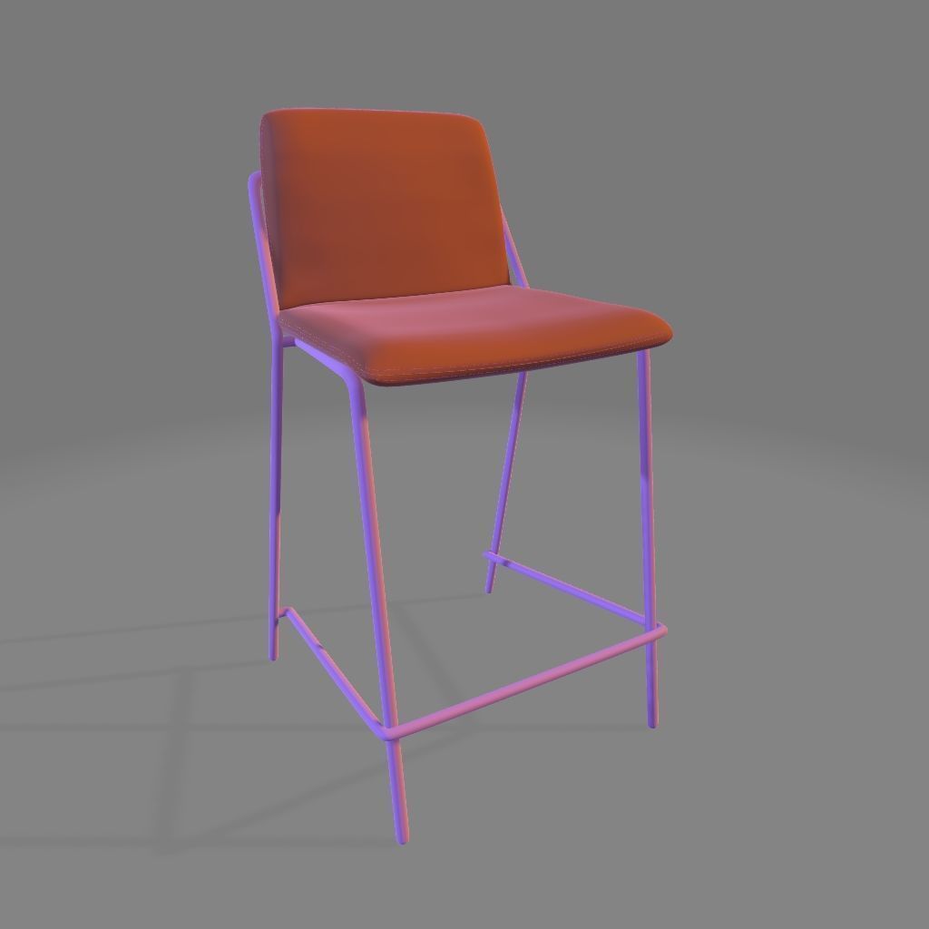 Sling Upholstered Bar and Counter Stool Tall Chair 3D model_5