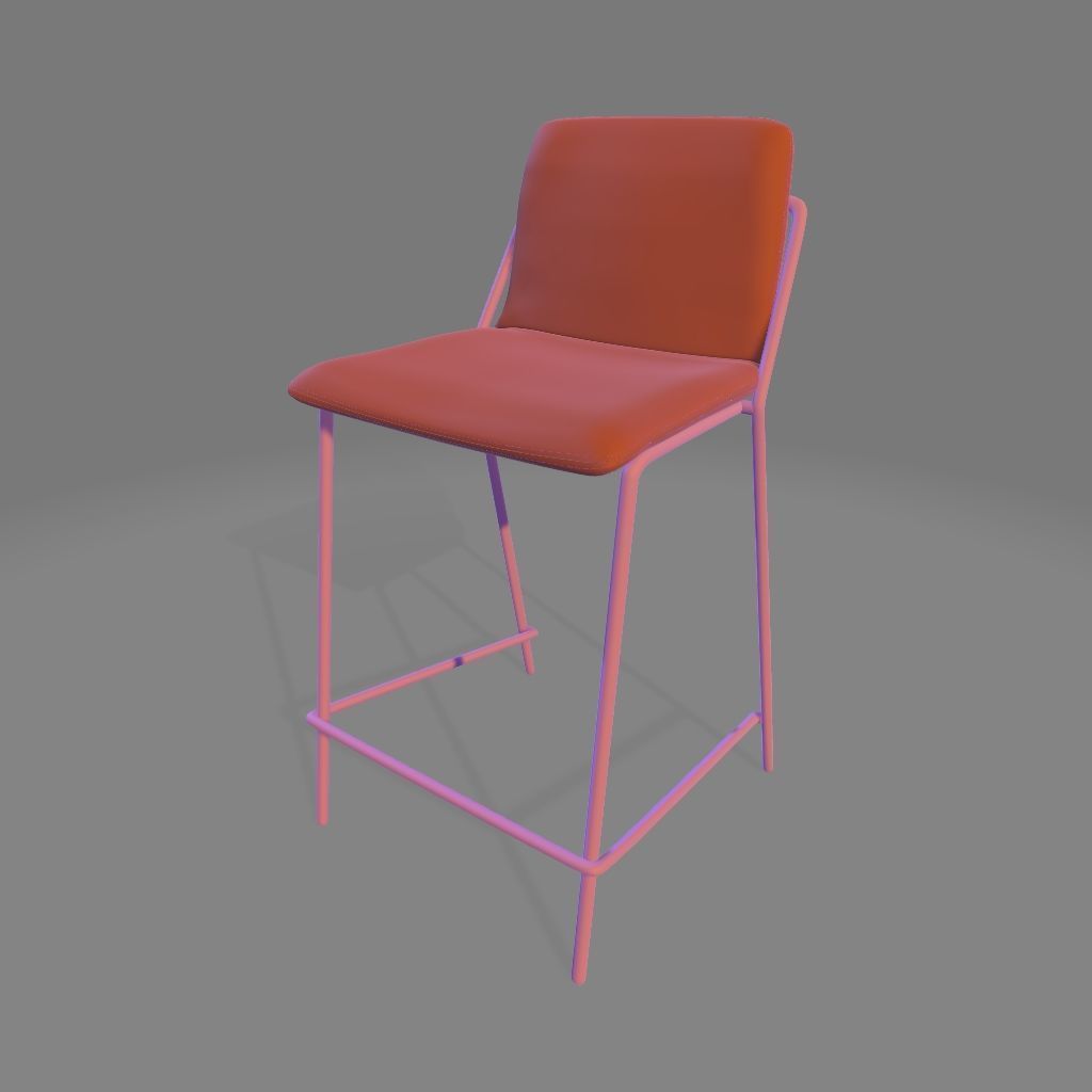 Sling Upholstered Bar and Counter Stool Tall Chair 3D model_4