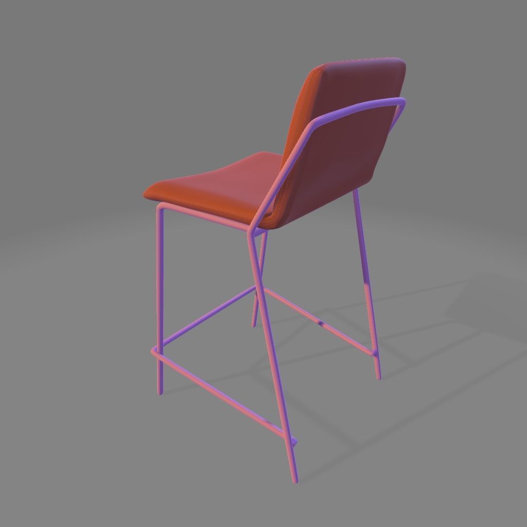 Sling Upholstered Bar and Counter Stool Tall Chair 3D model_7