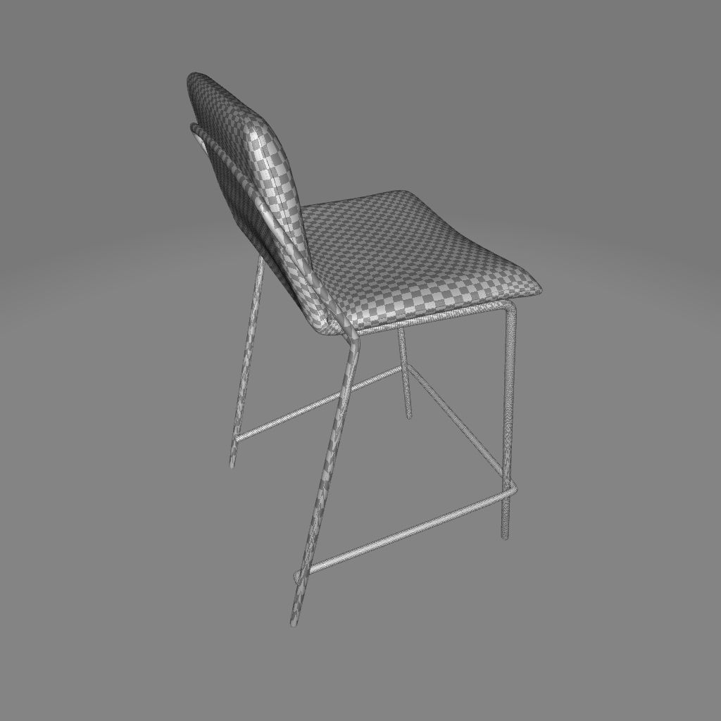 Sling Upholstered Bar and Counter Stool Tall Chair 3D model_8