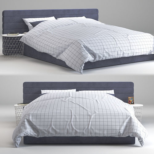 Bed 4 checkered duvet cover 3D model