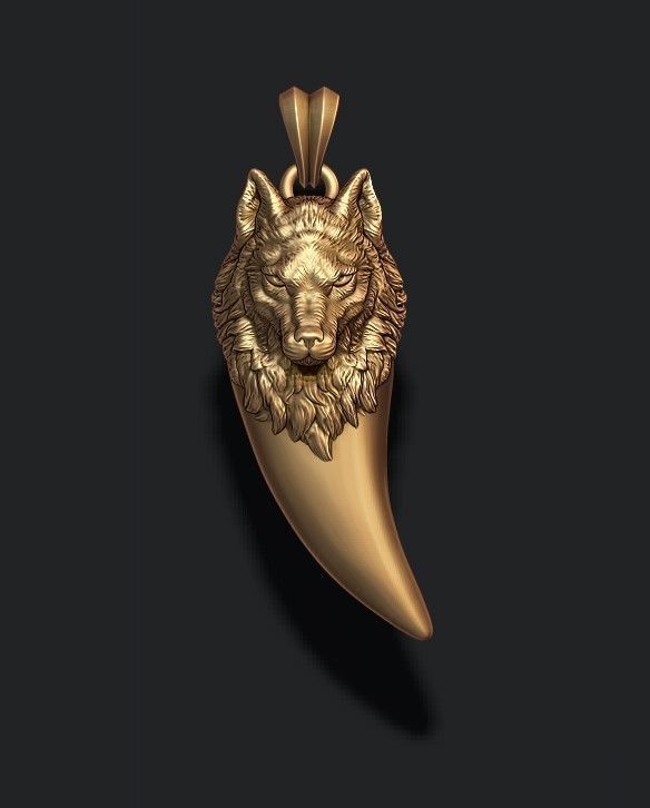 Wolf pendant 3D print model_5