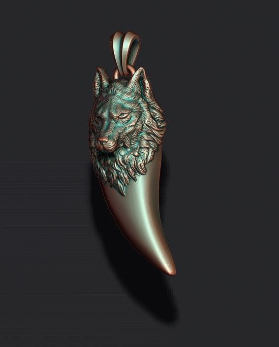 Wolf pendant 3D print model_6