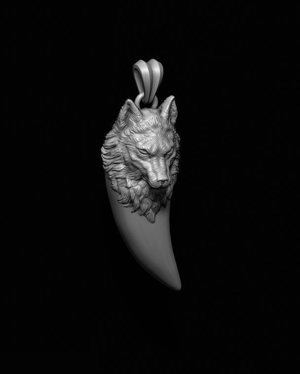 Wolf pendant 3D print model_3