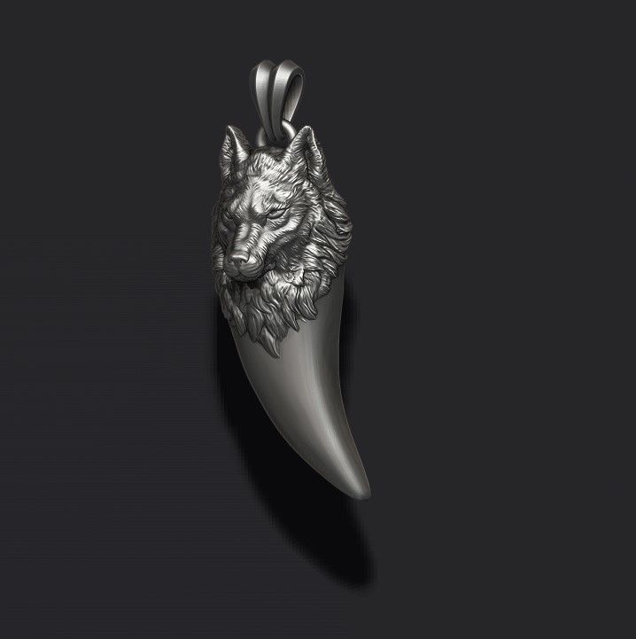 Wolf pendant 3D print model_4
