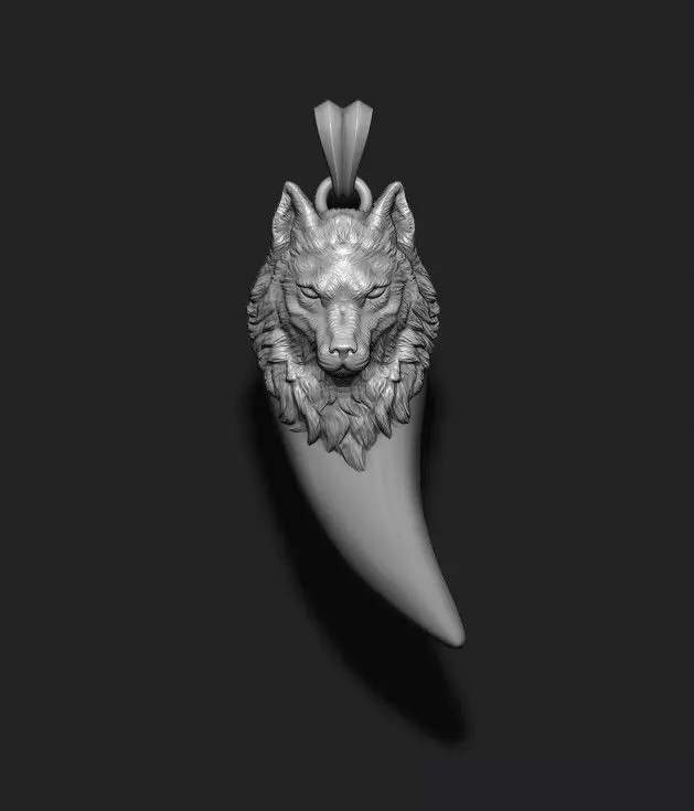 Wolf pendant 3D print model_0