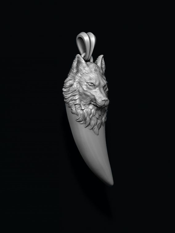 Wolf pendant 3D print model_1