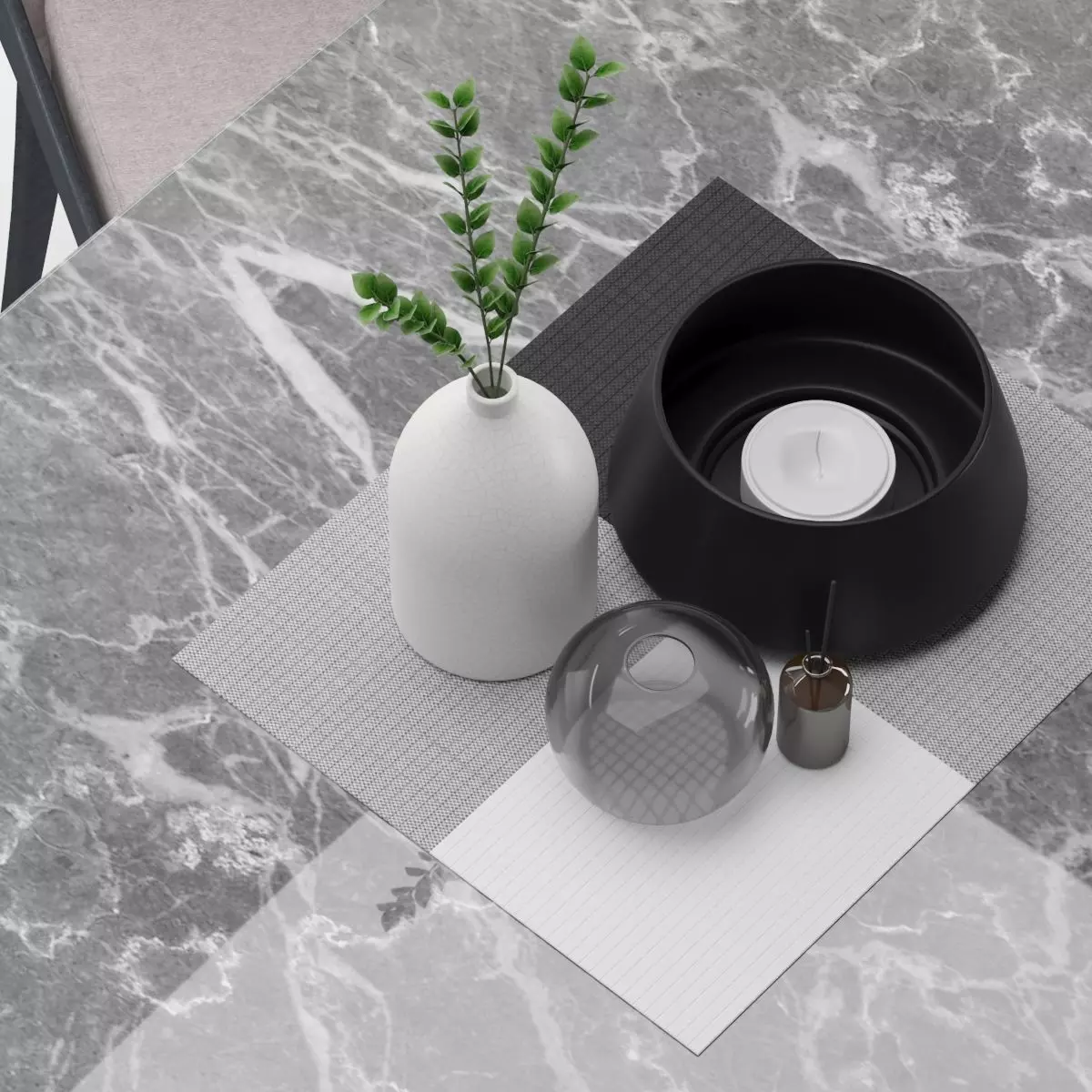 Dining Decoration Set free Free 3D model