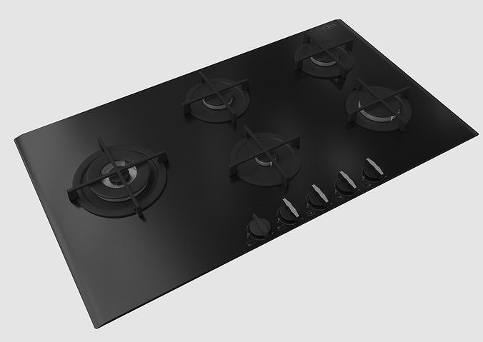 Gas hob 5 rings stove large 3D model