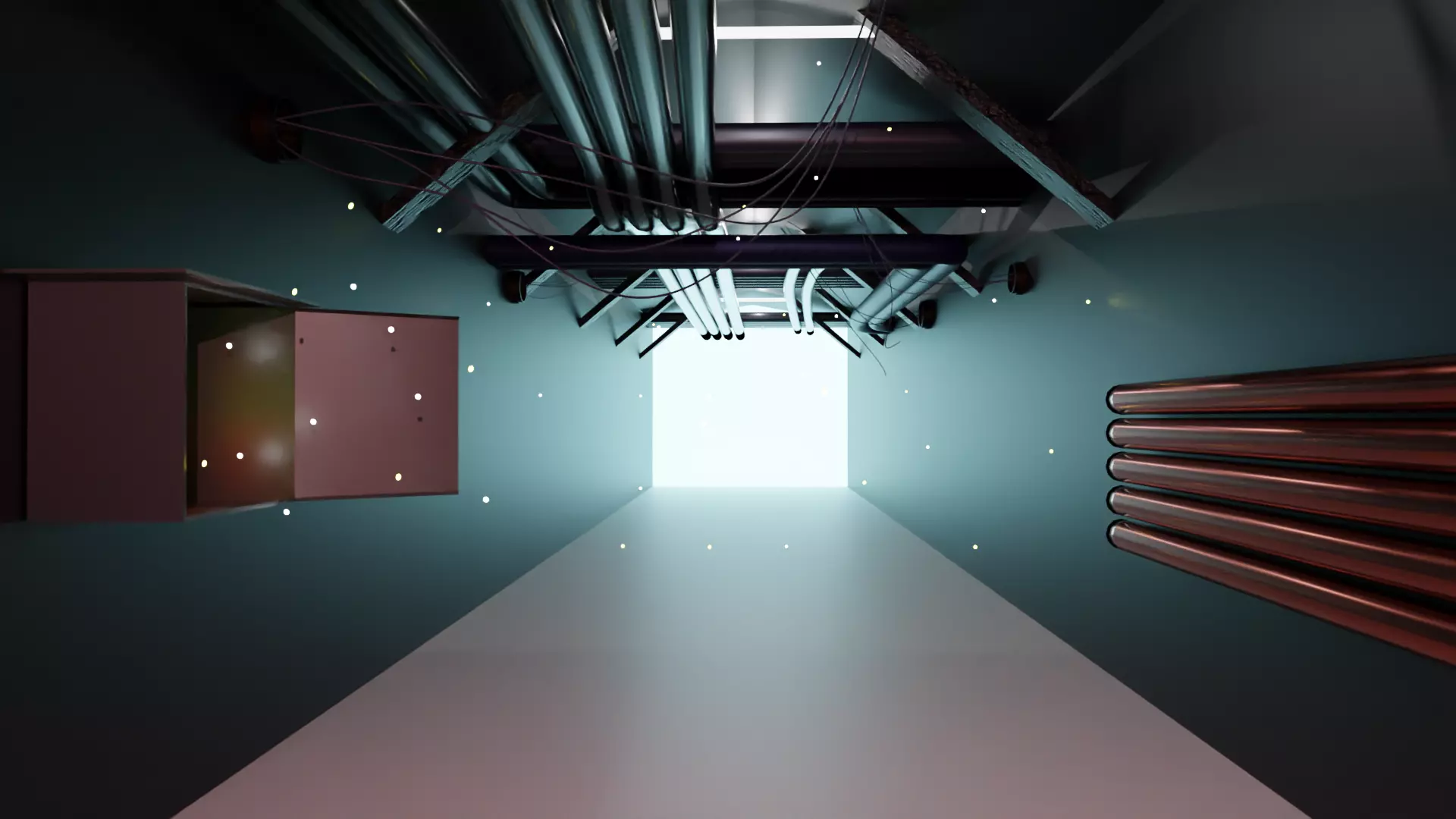 WalkWay hallway with pipes and lights Texture