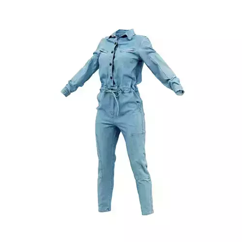 Chest Zippers Jeans Salopet 3D model