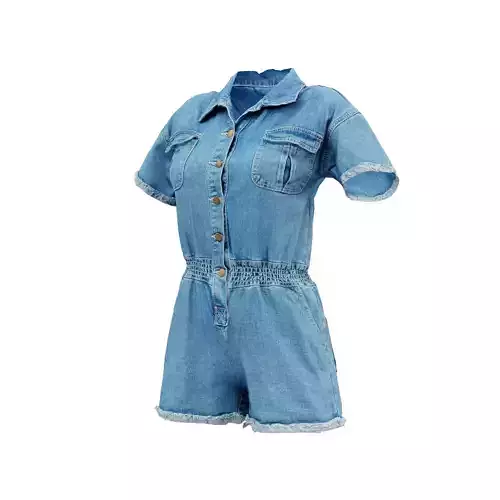 Buttoned Jeans Romper 3D model