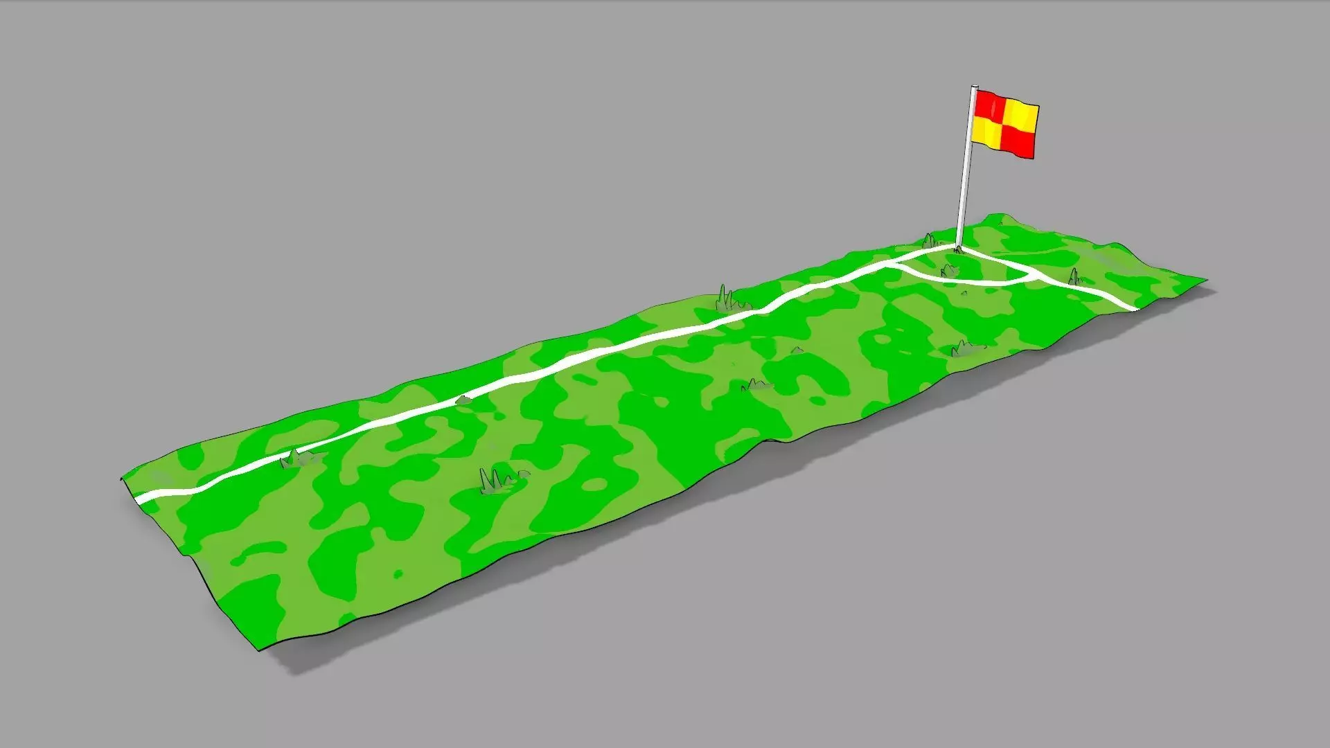 2D Football Pitch Section Cel Shaded Low-poly 3D model_0