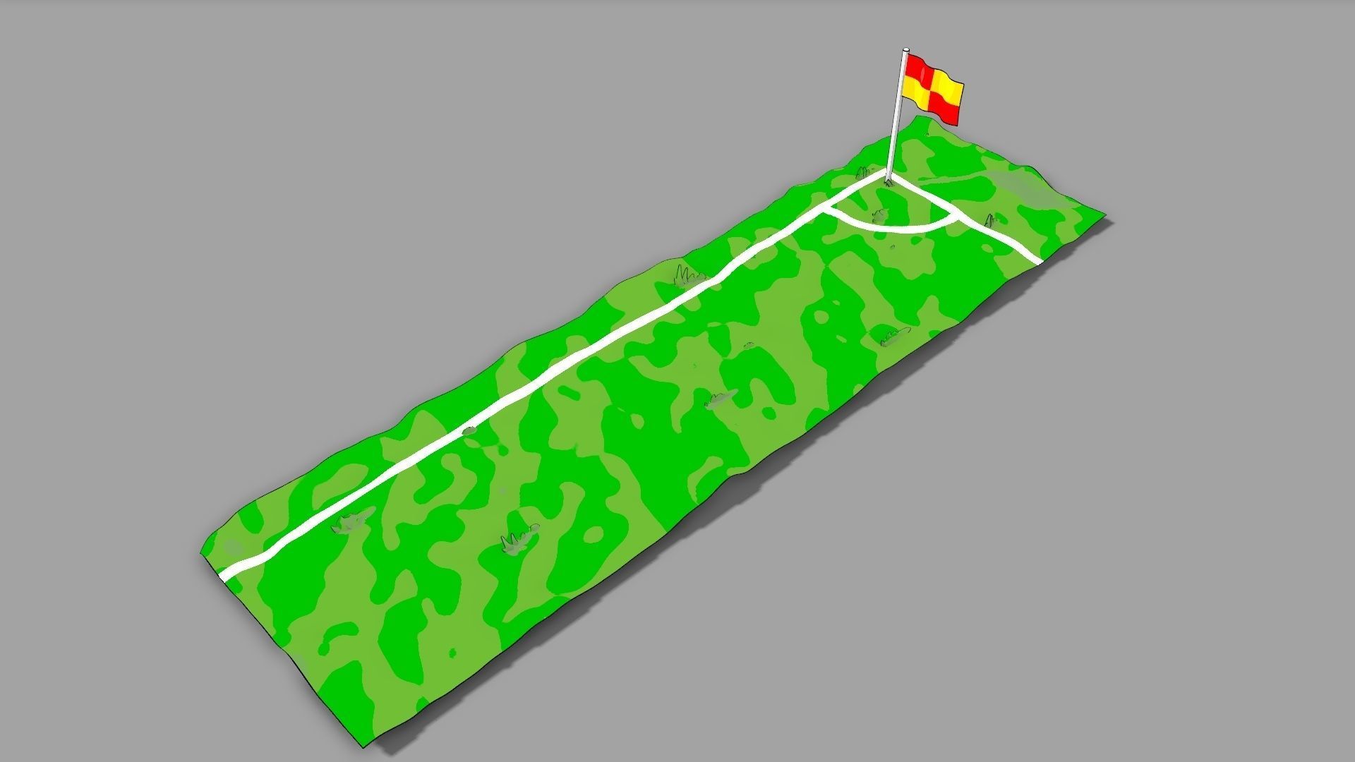 2D Football Pitch Section Cel Shaded Low-poly 3D model_2