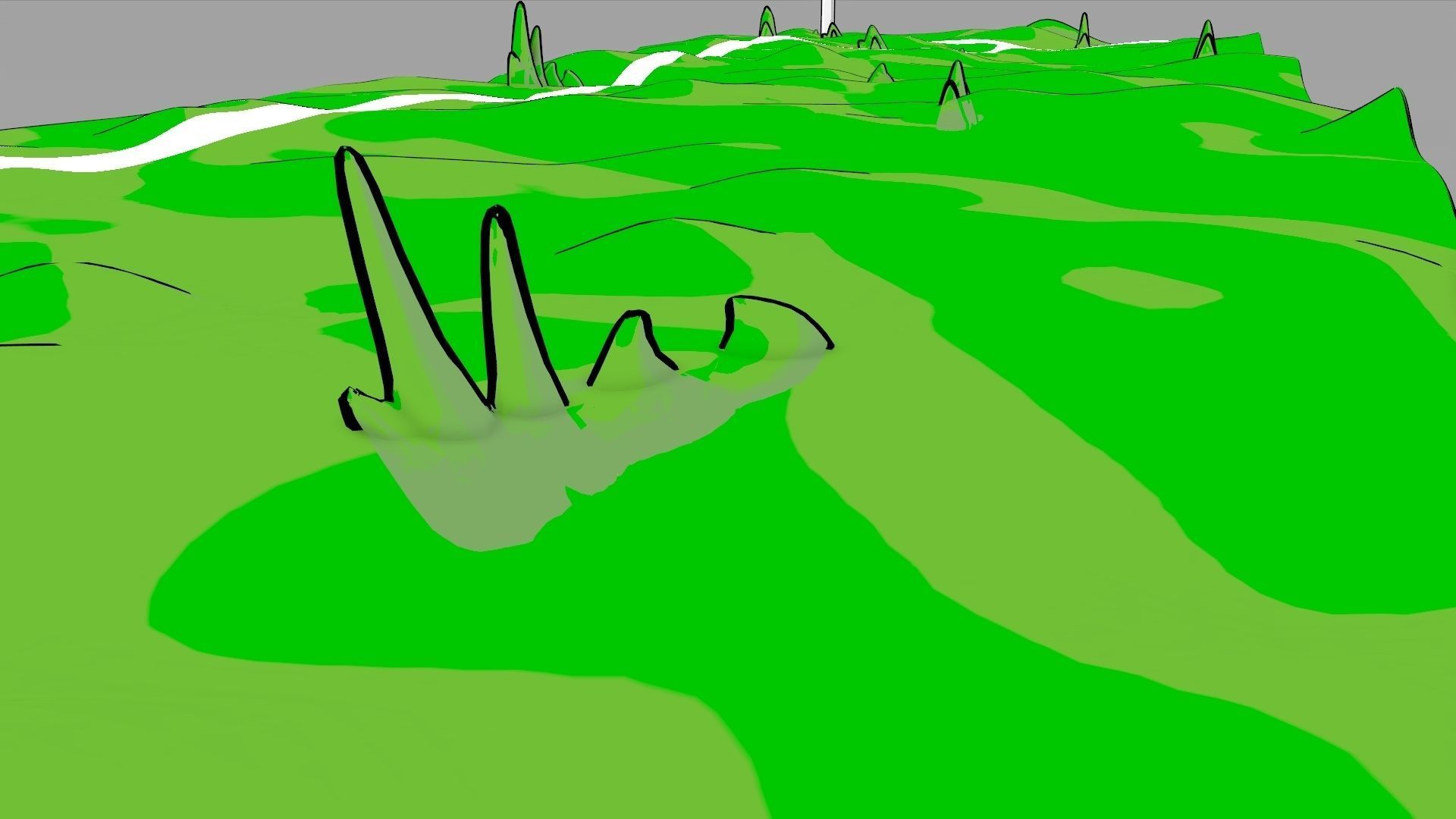 2D Football Pitch Section Cel Shaded Low-poly 3D model_1