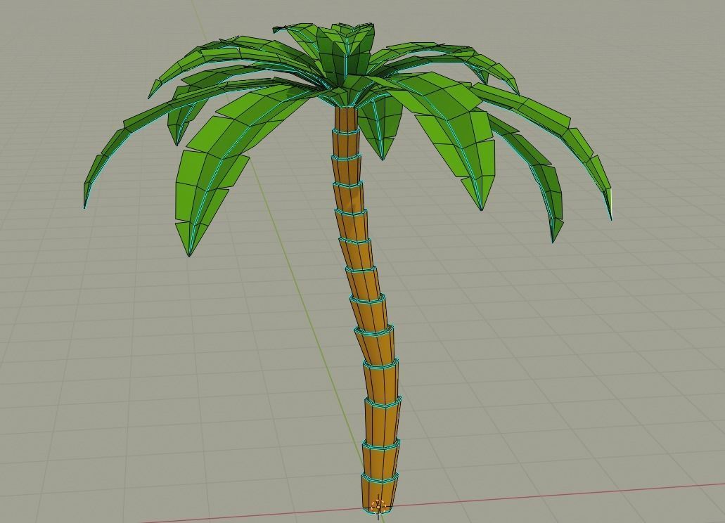 Cartoon Palm Tree Low-poly 3D model_5