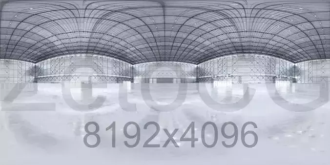 HDRI - Airplane Hangar Hall Interior 3b