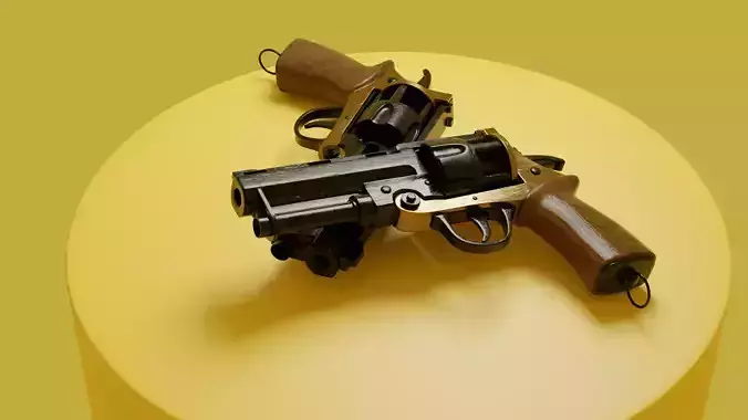 Black and gold Revolver 3D model