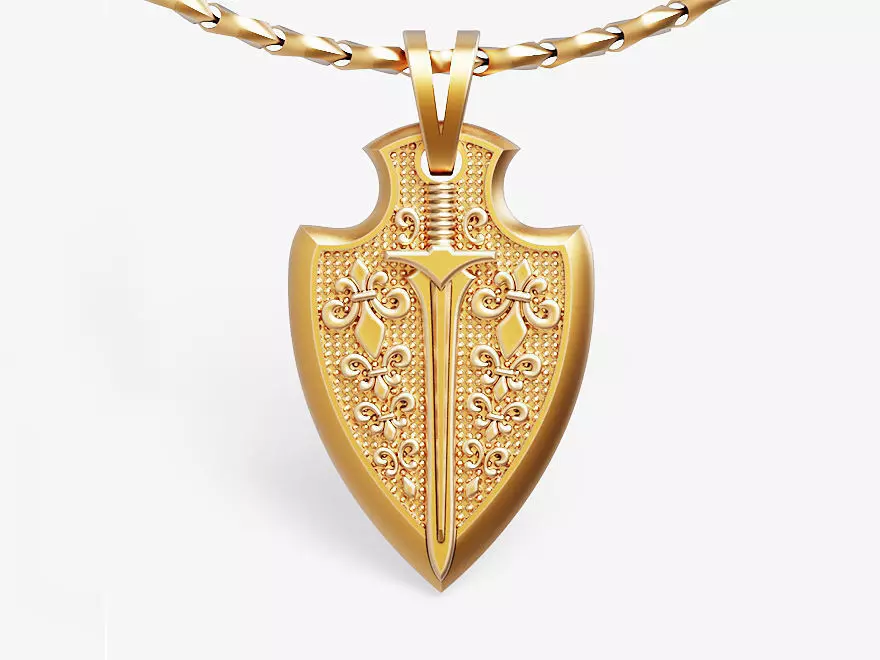 fashion sword pendant Silver Gold Print 3D print model