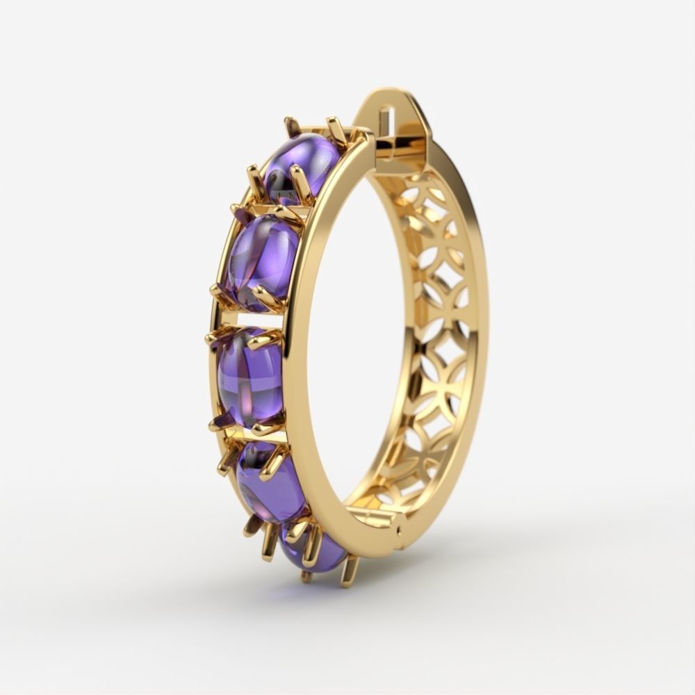 Earrings with cabochons 3dm stl print 3D print model_5