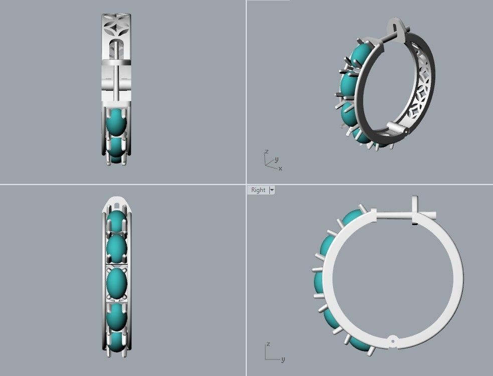 Earrings with cabochons 3dm stl print 3D print model_25