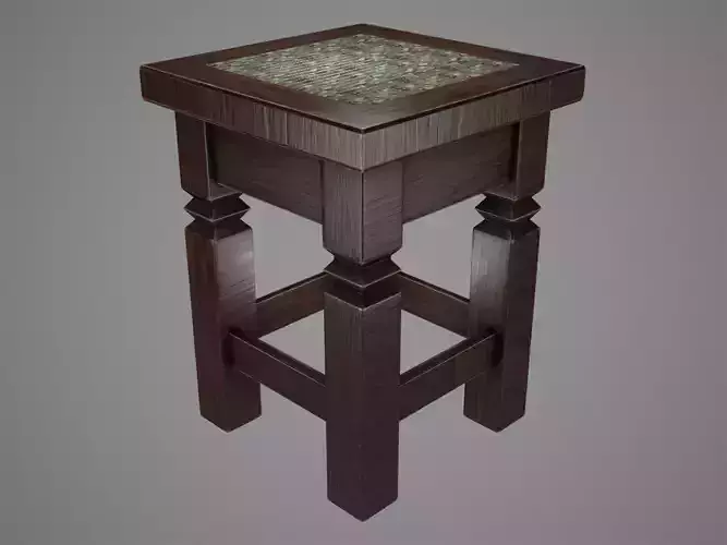 Medium Square Dark Wood Stool
