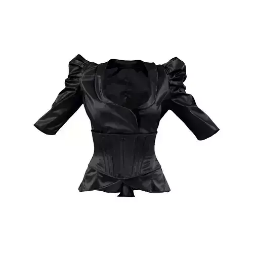Corset Puff Sleeve Vinyl Top 3D model