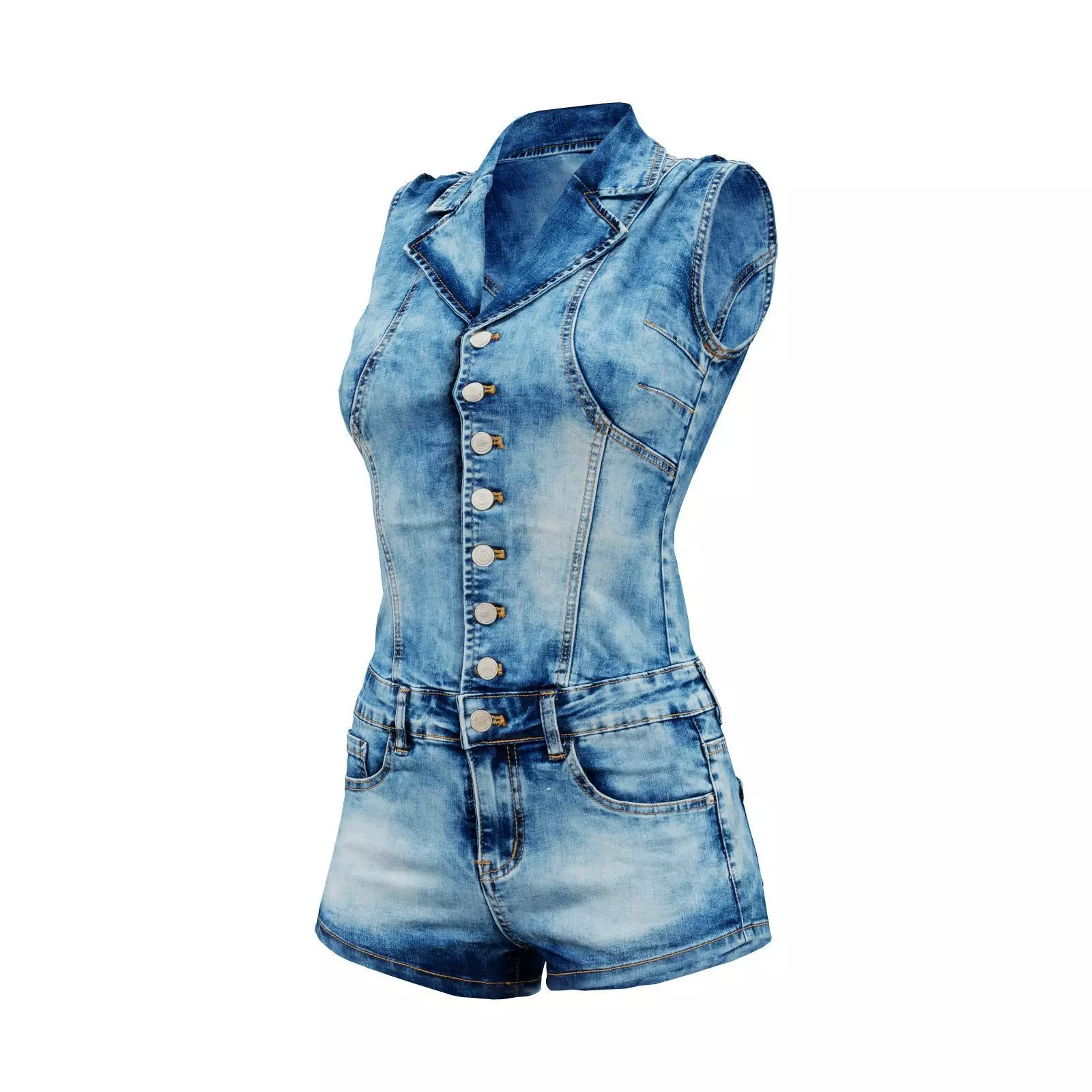 Cloudy Jeans Romper 3D model_0