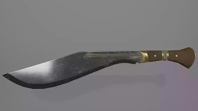 Kukri knife with wooden handle