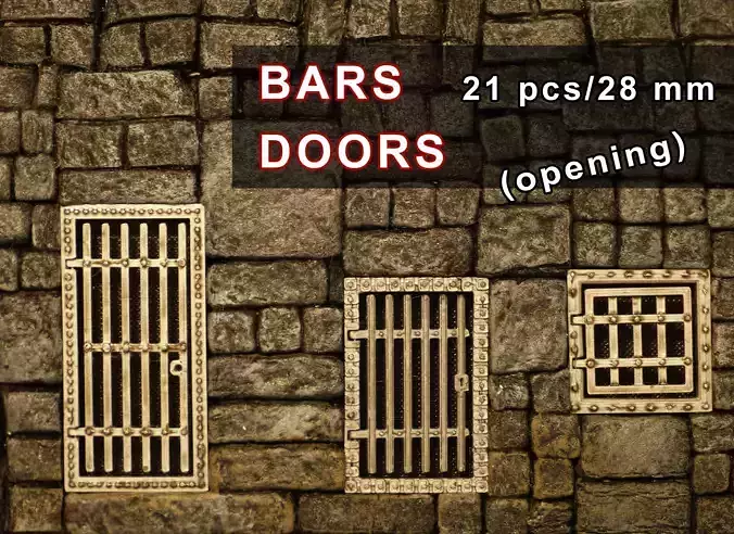 Bars Gothic doors set 3D print model