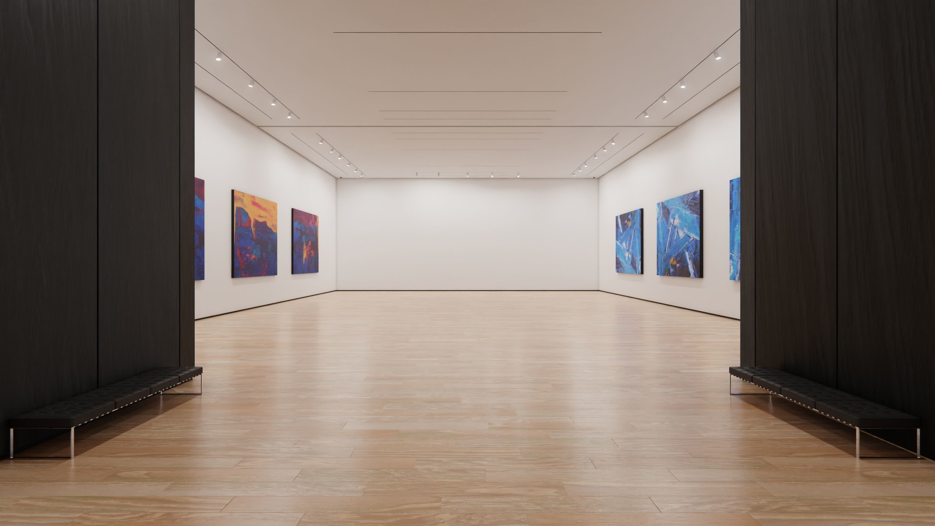 Art Museum Gallery Interior 2 Low-poly 3D model_4