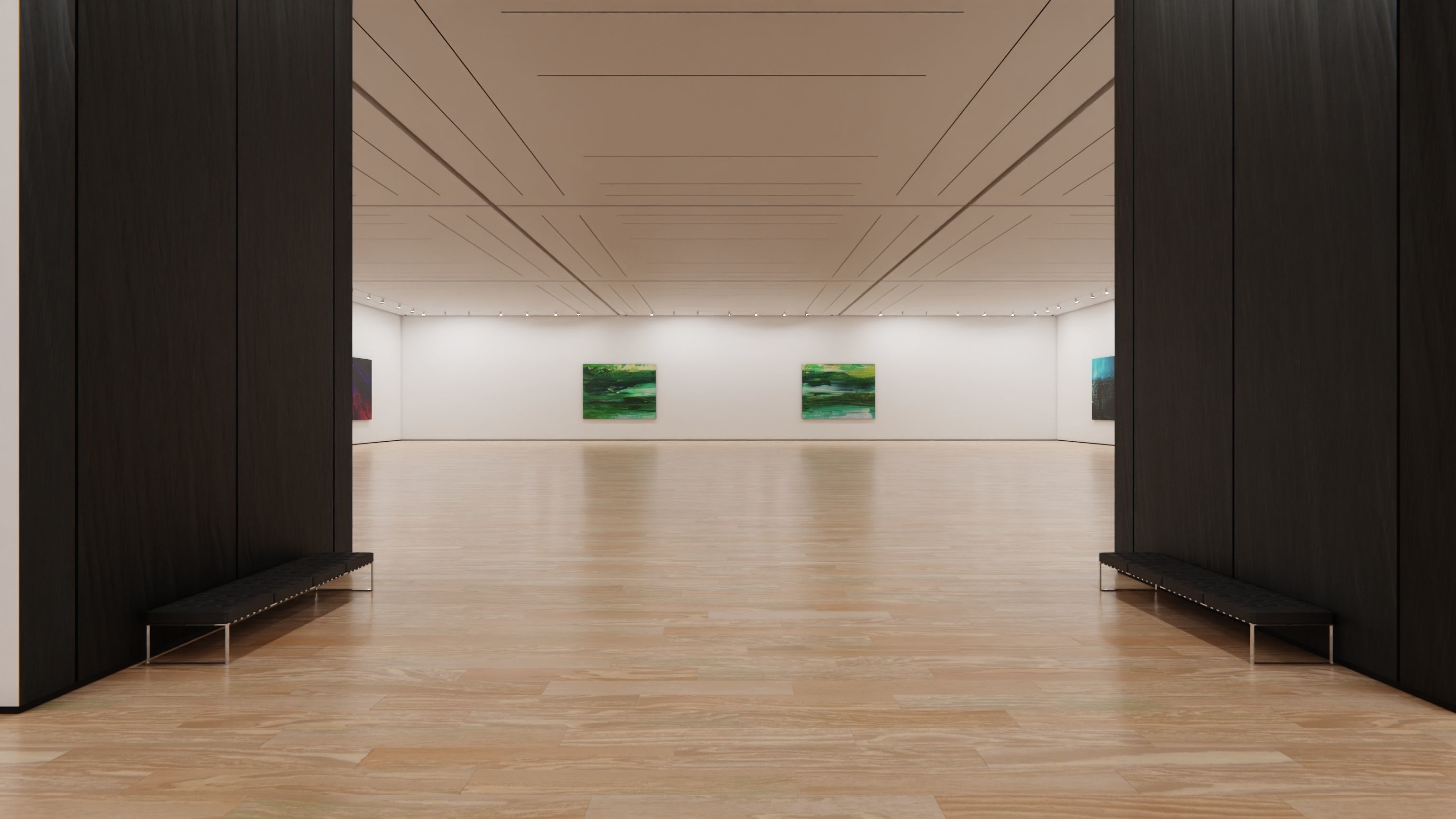 Art Museum Gallery Interior 2 Low-poly 3D model_1