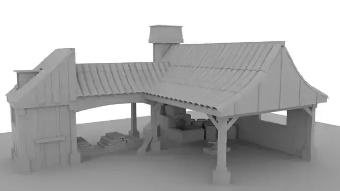 Blacksmith building with roof