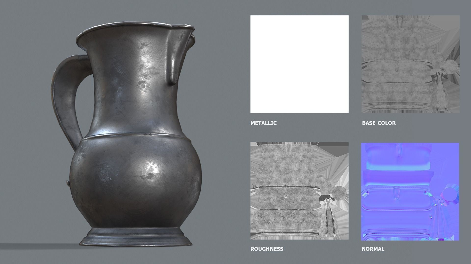 Pewter Pitcher Low-poly 3D model_4