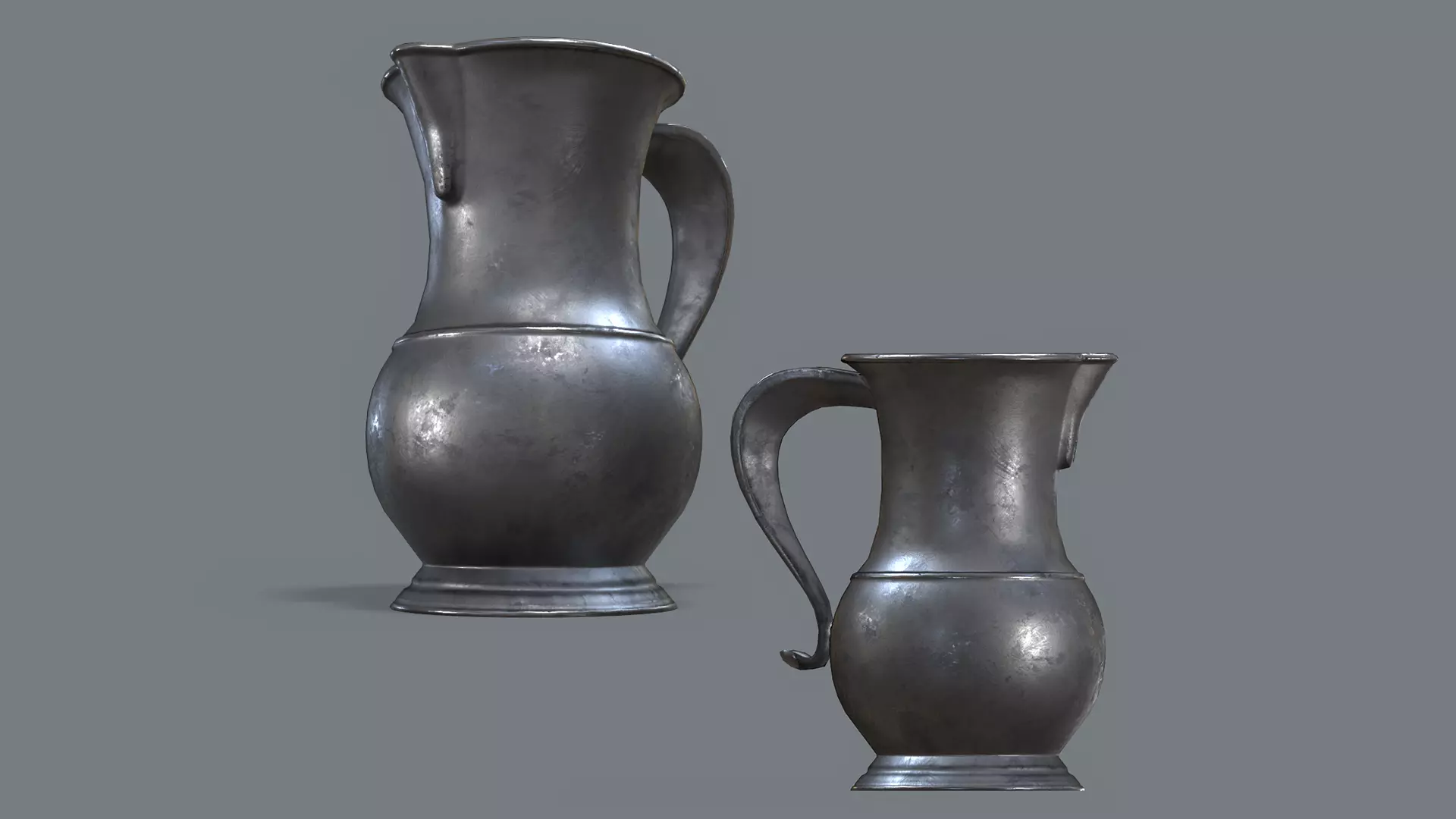 Pewter Pitcher Low-poly 3D model_0
