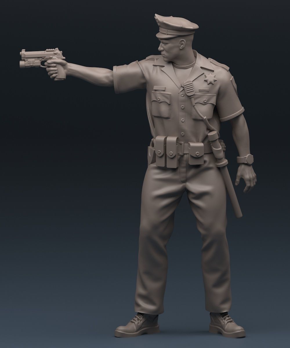 Policeman  75mm 120mm 3D print model_5