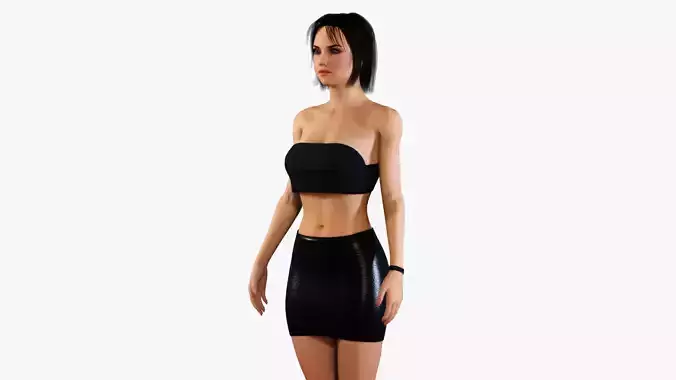 Rigged BRUNETTE Female 3D model