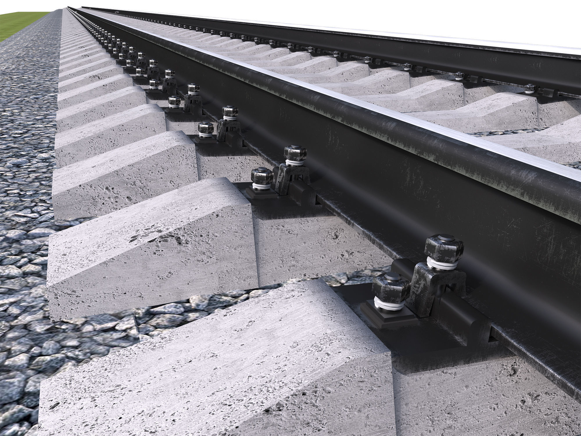 Highly detailed railroad track 3D model_4